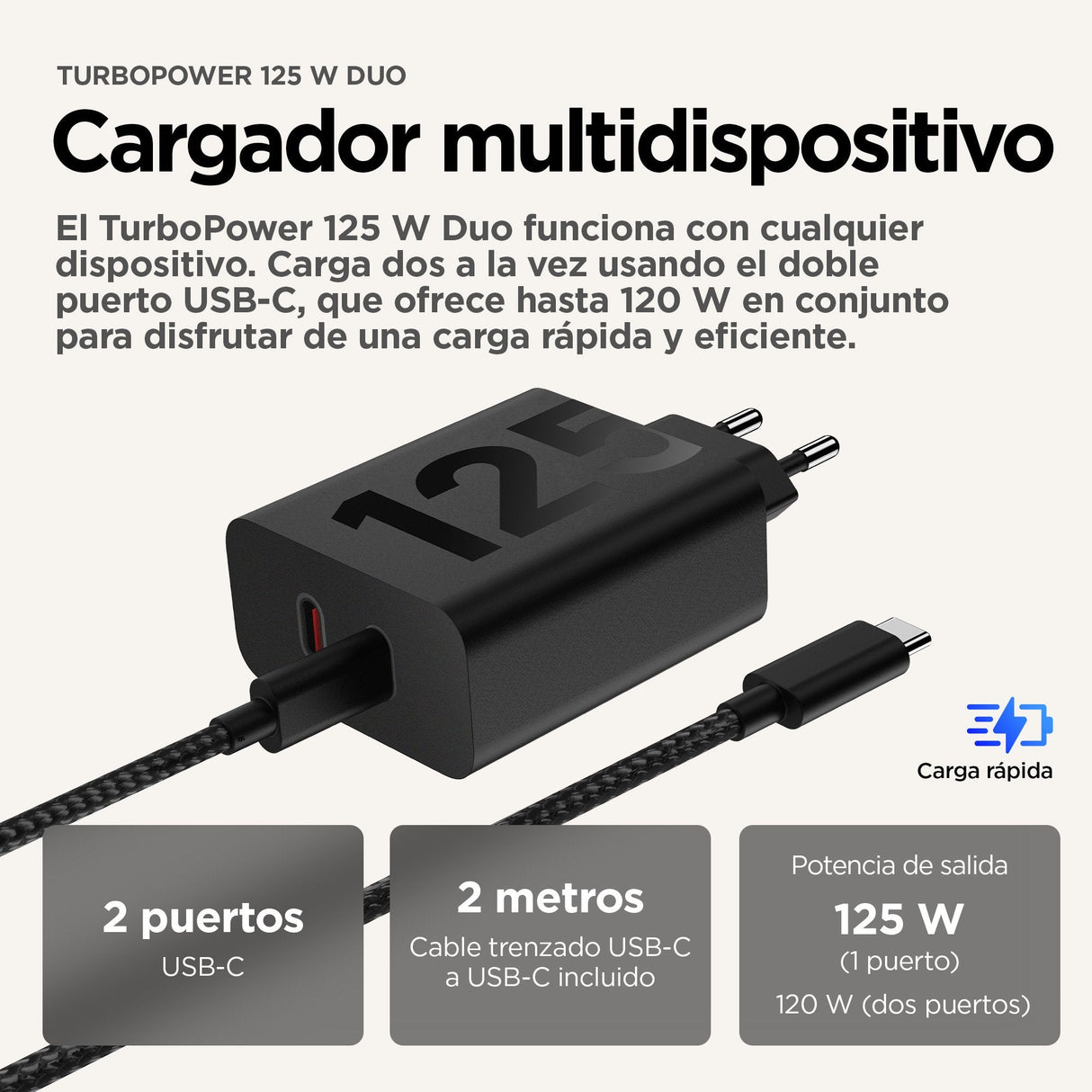 Cargador Turbopower 125w Usb-C New