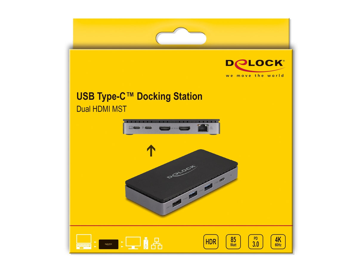 Delock 88271 Estación De Acoplamiento Usb Type-C 4k - Dual Hdmi Mst / Usb / Gigabit Lan / Pd 3.0 85 W