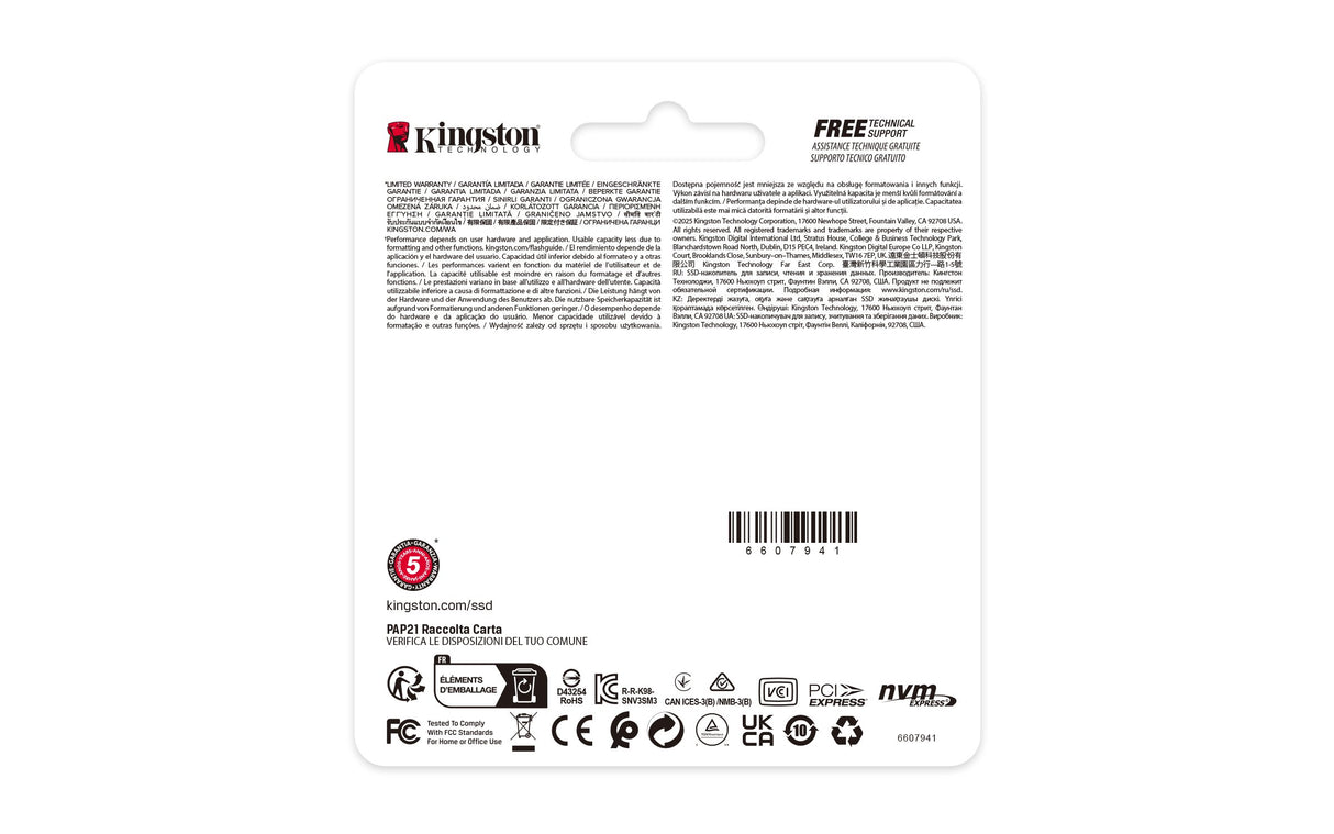 EAN 0740617349962 - Kingston Technology NV3 500 GB PCI Express 4.0 3D NAND imagen 4