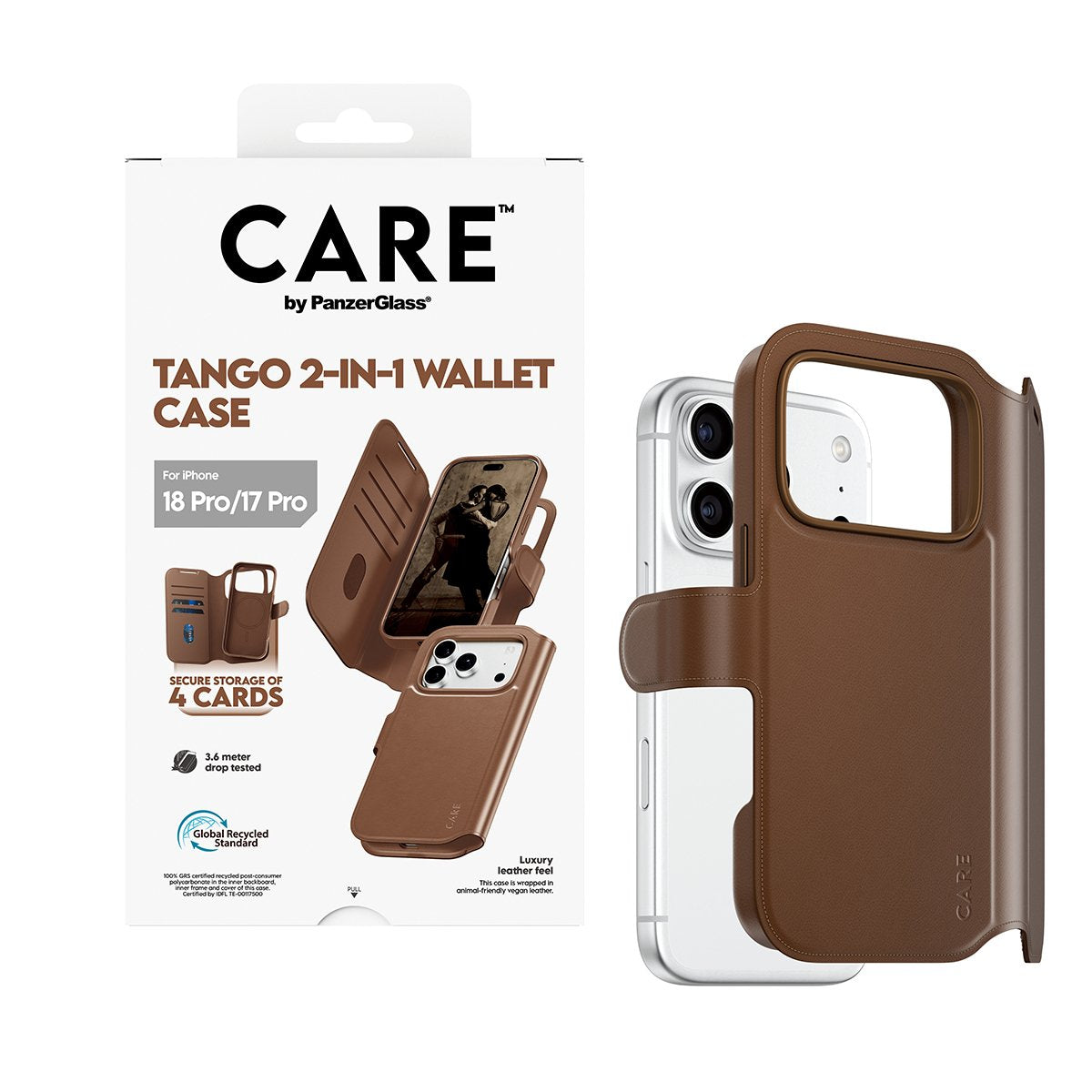Care By Panzerglass Tango 2-In-1 Wallet Case Marrón M. Magsafe Iphone 17 Pro