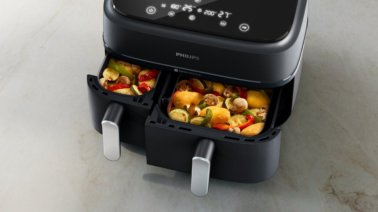 EAN 8720389033001 - Philips 3000 series NA351/00 freidora Doble 9 L Independiente 2750 W Freidora de aire caliente Gris imagen 3