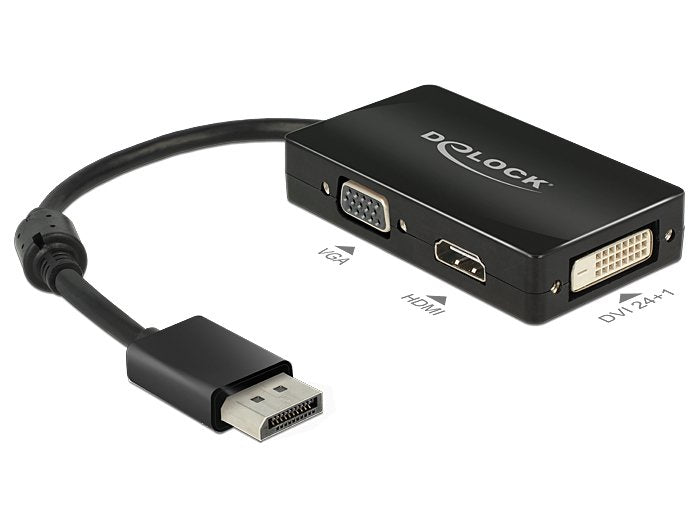 Delock Adaptador Displayport 1.1 Macho > Vga / Hdmi / Dvi Hembra Pasivo Negro