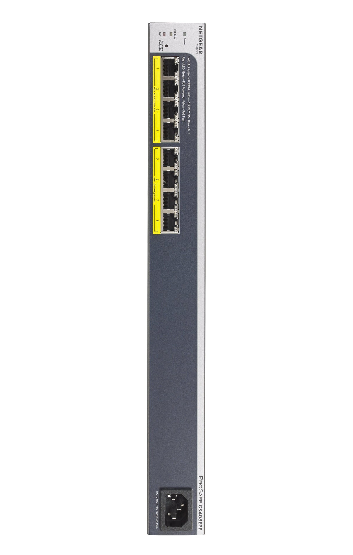 EAN 0606449132137 - NETGEAR GS408EPP Gestionado L2 Gigabit Ethernet (10/100/1000) Energía sobre Ethernet (PoE) Negro, Gris imagen 3