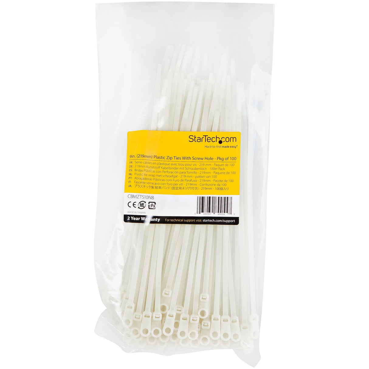 EAN 0065030890557 - StarTech.com CBMZTS10N8 presilla Brida reutilizable Blanco 100 pieza(s) imagen 6