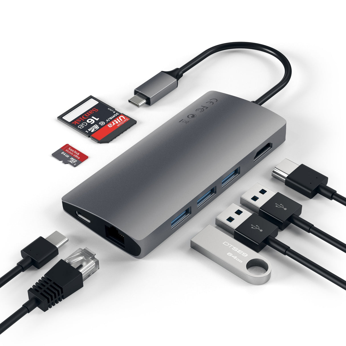Satechi Multi-Port Adapter V2 Dock St. Usb 3.2 Gen 1 (3.1 Gen 1) Type-C Gris