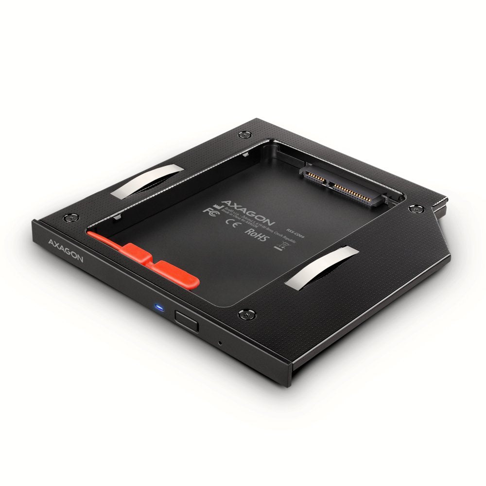 EAN 8595247906533 - Axagon RSS-CD09 2.5 SSD/HDD caddy into DVD slot 9.5 mm LED ALU tarjeta y adaptador de interfaz Interno SA imagen 1