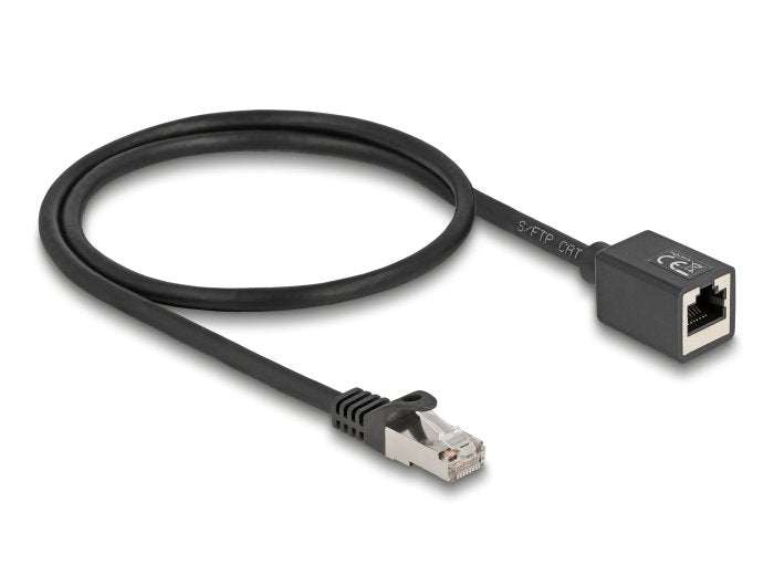Delock Netzwerk Verlängerungscable Rj45 Stecker Zu Rj45 Buchse Cat.6a S Ftp 0,5 M Schwarz