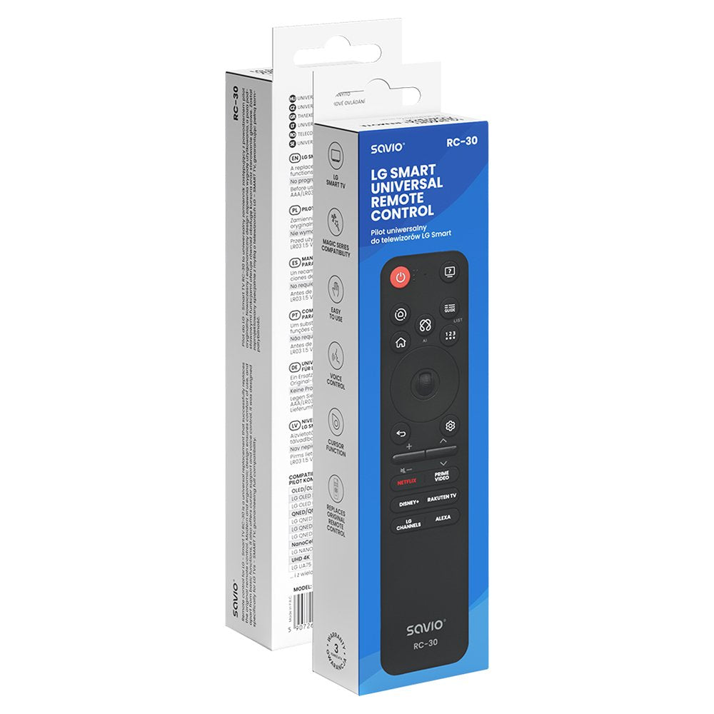 Savio Mando A Distancia Universal Para Tv Con Reconocimiento De Voz Y Control Del Cursor, Rc-30.