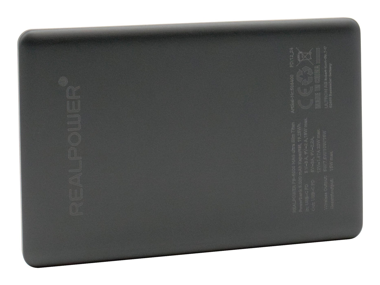 EAN 4040895012760 - RealPower PB-5000 MAG 5000 mAh Cargador inalámbrico Titanio imagen 2