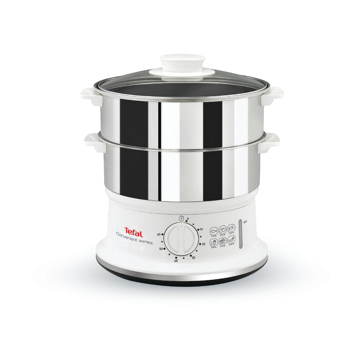 Tefal Vc145 Vaporizador 2 Cesta(S) Independiente Blanco, Acero Inoxidable, Cocedor Al Vapor Acero Fino/Blanco, 2 Cesta(S), Blanco, Acero Inoxidable, Independiente, Giratorio, Frente, Acero Inoxidable