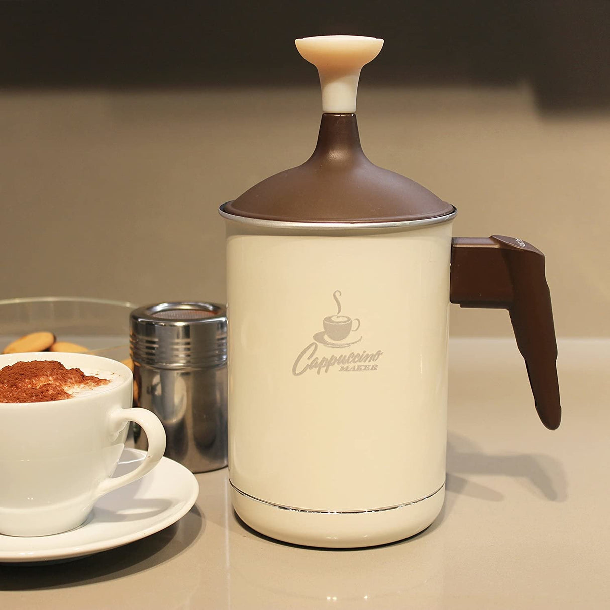 Espumador Pedrini 02cf043 Para Leche Espumador De Leche De Mano Marrón, Blanco