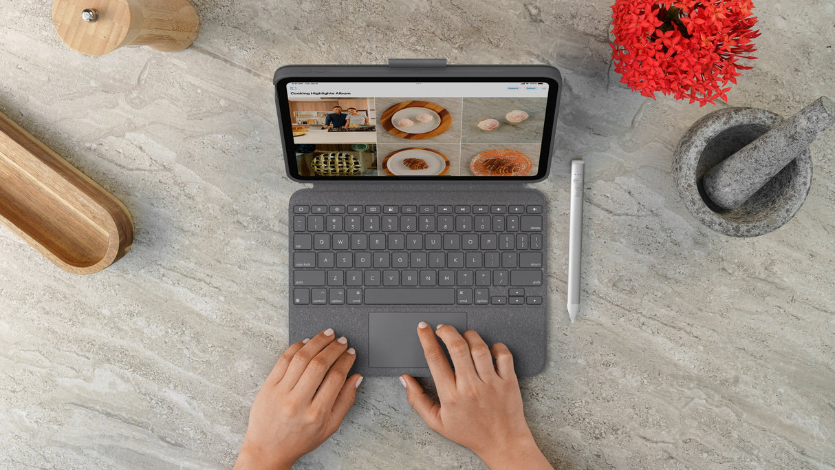Logitech Combo Touch Caja De Teclado Y Folio Con Panel Táctil Luz Trasera Apple Smart Connector Azerty Francés Gris Oxford Para Apple 10.2-Inch Ipad Wi-Fi 10.5-Inch Ipad Pro Wi-Fi 10.9-Inch Ipad Wi-Fi Ipad Air Wi-Fi