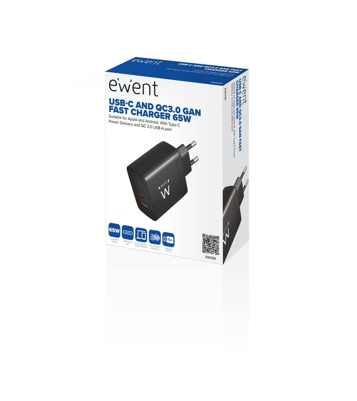 EAN 8052101433449 - Ewent EW1330 cargador de dispositivo móvil Universal Negro Corriente alterna Carga rápida Interior imagen 4