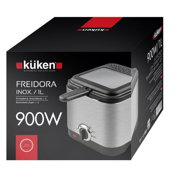 Freidora Kuken Capacidad 1.5l Acero Inox Cuerpo Y Tapa Con Ventana De Cristal 900w