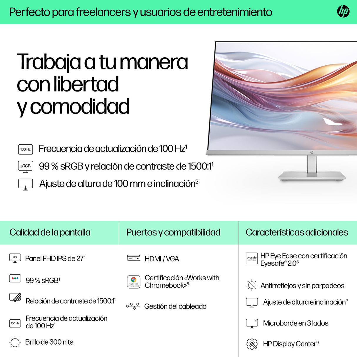 EAN 197498939001 - HP Series 5 27 inch FHD Height Adjust Monitor - 527sh pantalla para PC 68,6 cm (27") 1920 x 1080 Pixeles F imagen 9