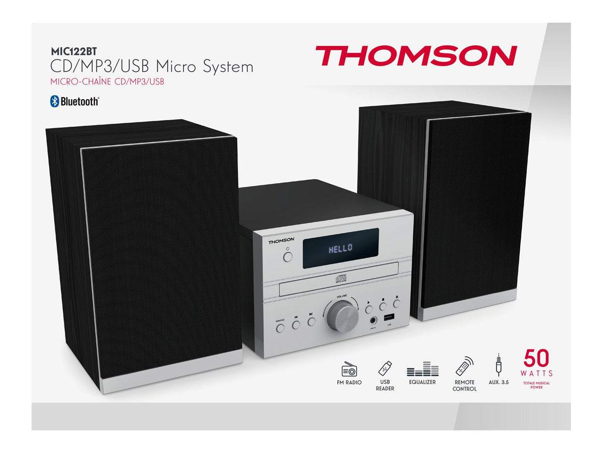 Thomson Micro Sound System Bt Cd/Mp3/Usb Gray Mic122bt