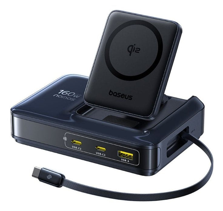 Baseus Nomos Nh21 4-In-1 Desktop Charging Station With Retractable Cable 3c+U 160w Eu Cosmic Black