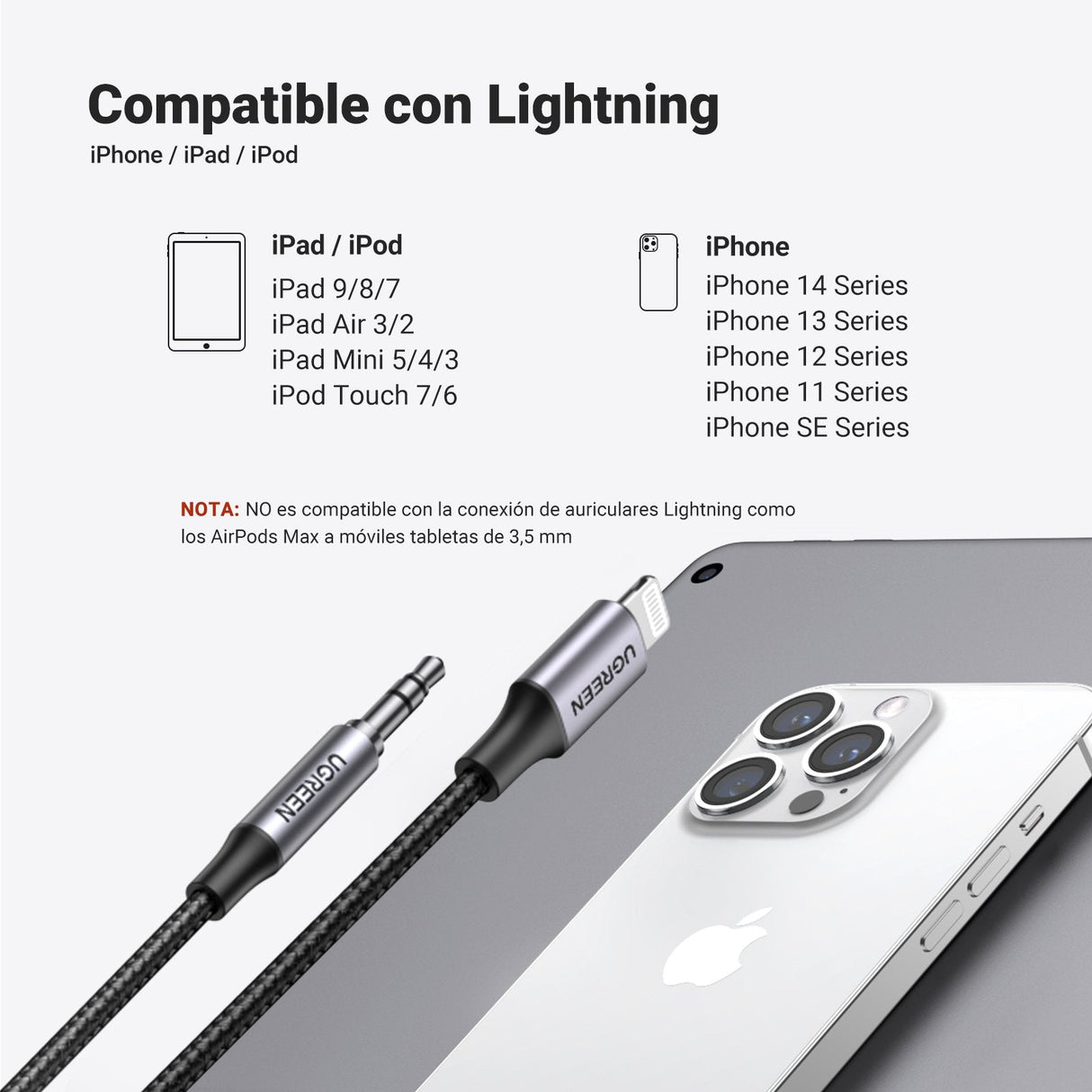 Ugreen Lightning To 3.5mm Adapter Cable 1m