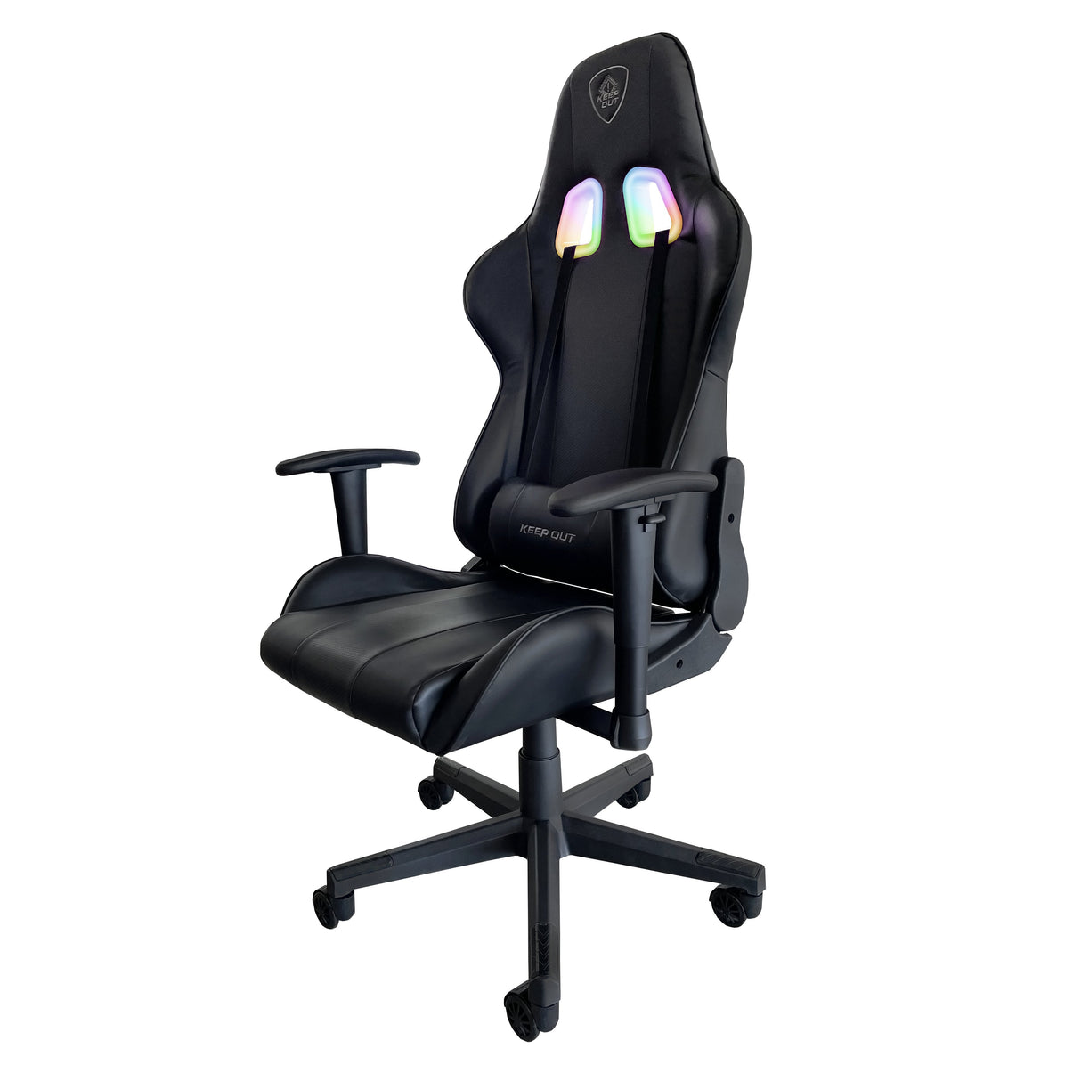 Silla Gaming Keepout Xspro-Racing Rgb Black Reposabrazos 2d/ Iluminacion Rgb Con Mando A Distancia/ Ruedas De Nylon/ Cojin Lumbar Y Cervical