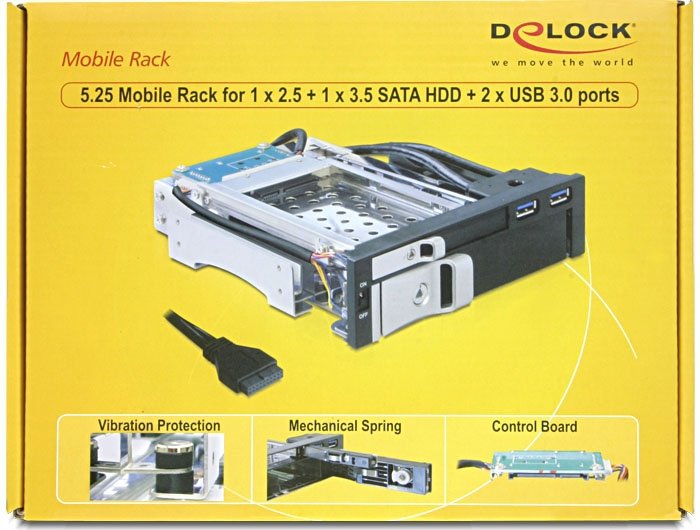 Delock Bastidor Móvil De 5.25" Para 1 X Hdd Sata 2.5" + 1 X Hdd Sata 3.5" + 2 X Puertos Usb 3.0