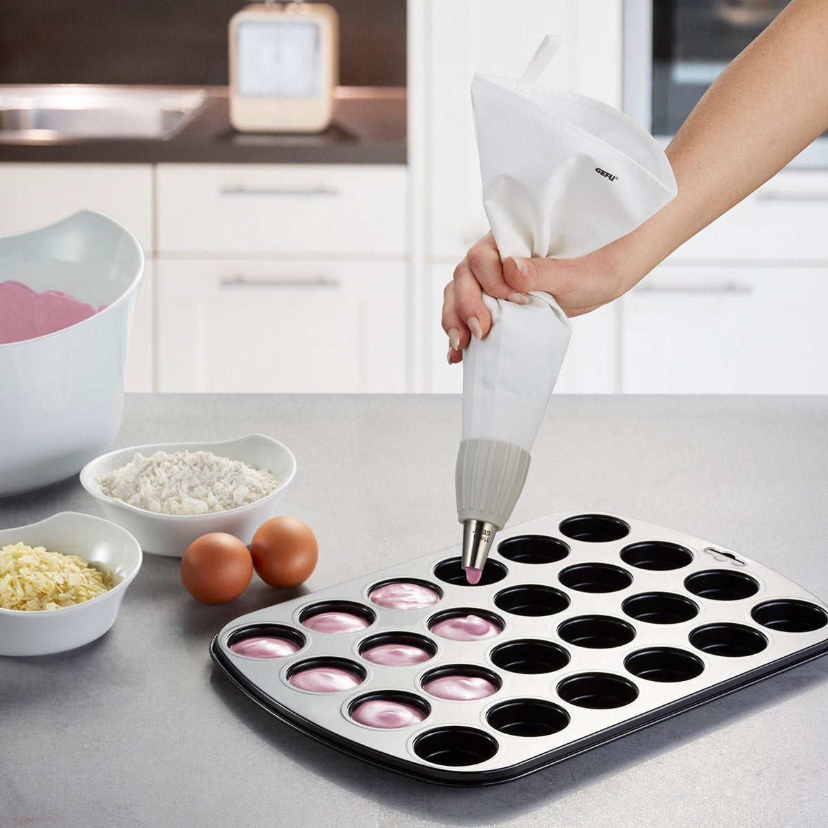 Gefu 14330 Manga Pastelera Algodón, Plástico, Acero Inoxidable