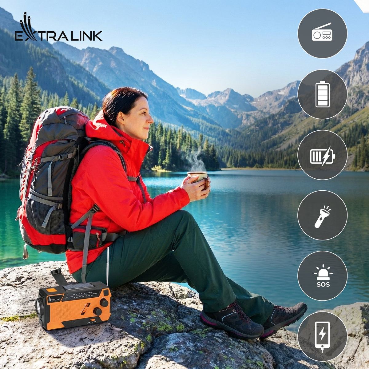 EAN 5904960293746 - Extralink RADIO AWARYJNE SOLARNE Z KORBKA DYNAMO POWERBANK 4000MAH Z LATARKA SOS SR-4000 Portátil Analógi imagen 28