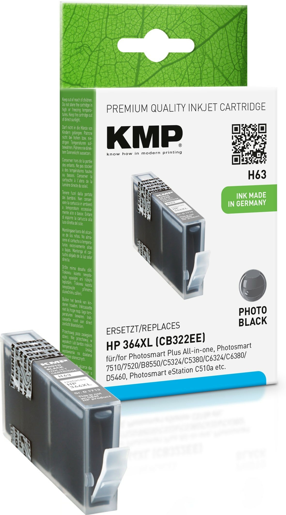 Cartucho Kmp Hp Cb322ee Nr.364xl Ph. Negro 330 S. Compatible Con H63
