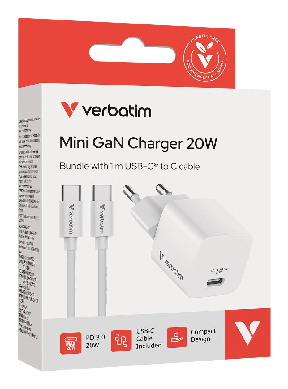 Verbatim Ladeadapter Essentials Set, 20w, Mini Gan