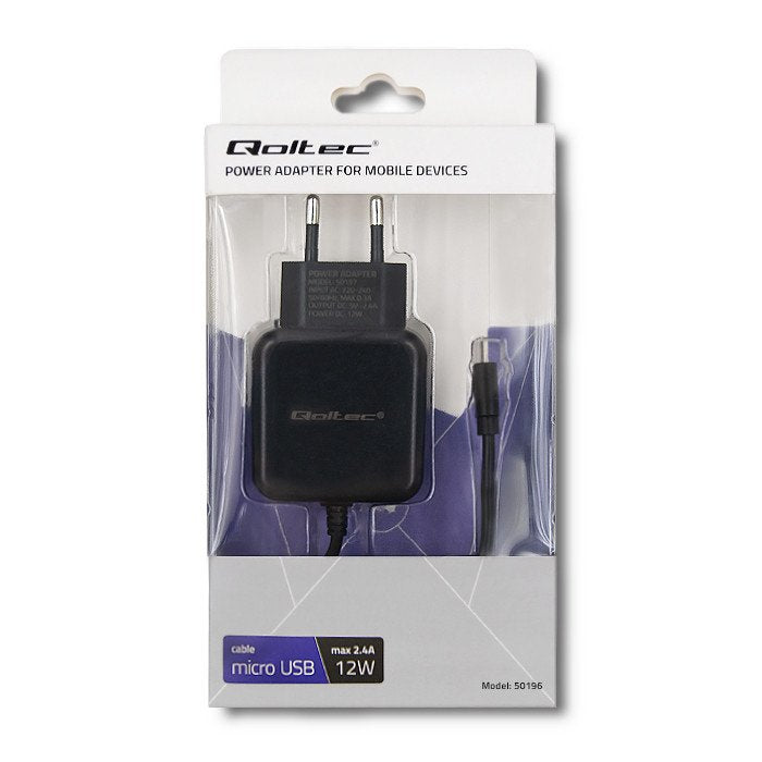 Cargador Qoltec Micro Usb 5v 2.4a 12w Negro