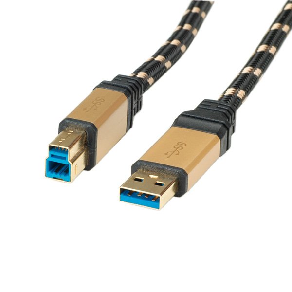 EAN 7611990195572 - ROLINE 11.02.8903 cable USB USB 3.2 Gen 1 (3.1 Gen 1) 3 m USB A USB B Negro, Oro imagen 3