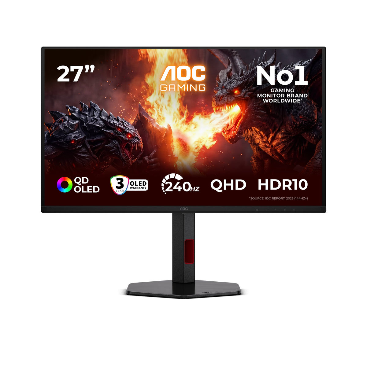 EAN 4038986183130 - AOC G4 Q27G4ZDRAD pantalla para PC 67,3 cm (26.5") 2560 x 1440 Pixeles Quad HD OLED Negro, Rojo imagen 1