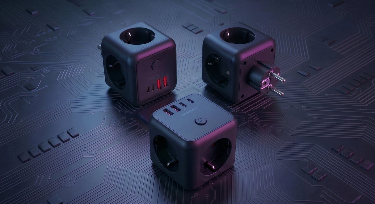 Cargador De Pared Mars Gaming Md Cube20 20w 3x Schuko 2x Usb Tipo C 2x Usb Tipo A Negro