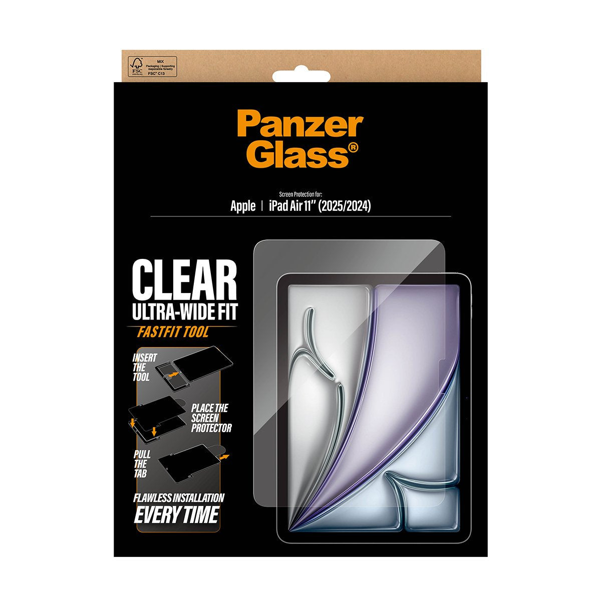 Panzerglass ® Screen Protector Ipad Air 11" (2024-2026) Ultra-Wide Fit W. Fastfit Tool Protector De Pantalla Apple 1 Pieza(S)