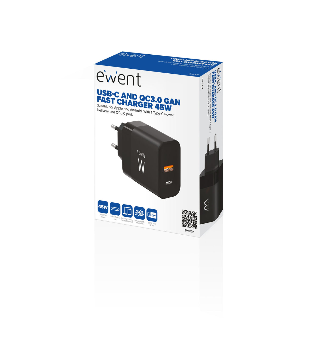 EAN 8052101433432 - Ewent EW1327 cargador de dispositivo móvil Universal Negro Corriente alterna Carga rápida Interior imagen 4