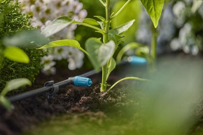 Gardena Micro-Drip-System Goteros En Línea Ajustables 0-15 L/H (Negro/Turquesa, 10 Piezas, Modelo 2023) 13315-20