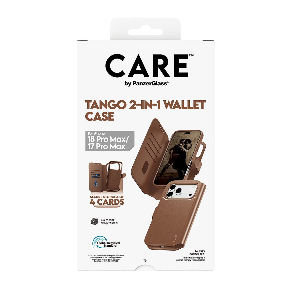 Care By Panzerglass Tango 2-In-1 Wallet Case Marrón M. Magsafe Iphone 17 Pro Max