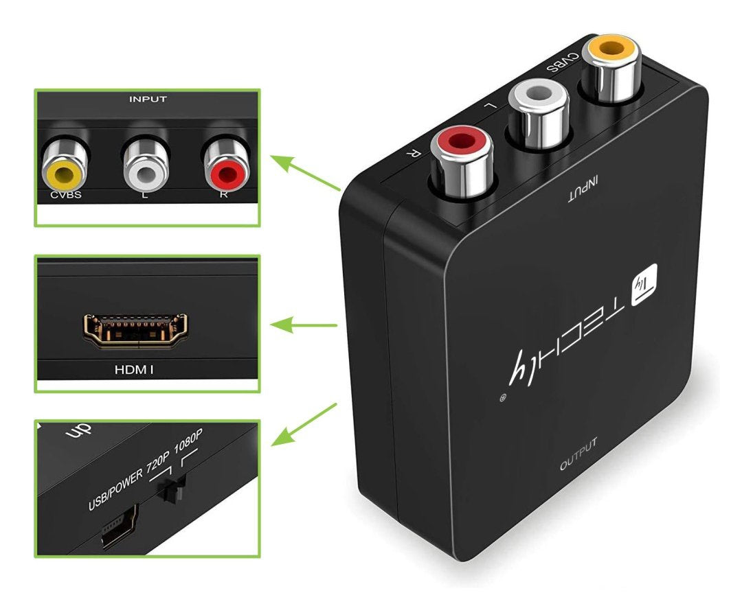 Techly Idata Spdif-6e3 Convertidor Av De Video Y Audio Compuesto 3x Rca A Hdmi 1080p