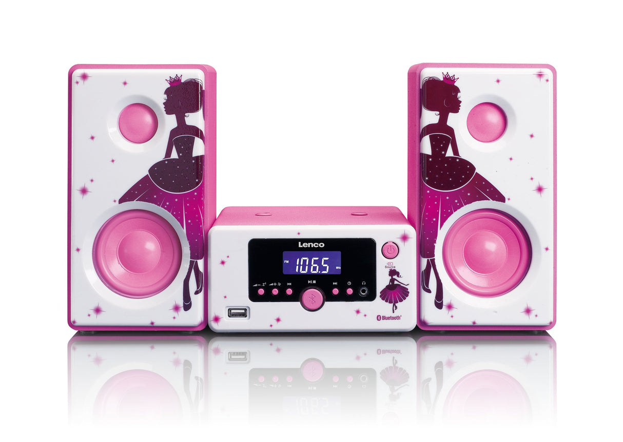 Lenco Mc-020, Minicadena De Música Para Uso Doméstico Rosa, Blanco 10 W