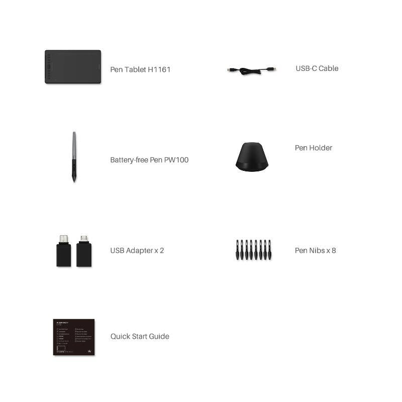 EAN 6930444801250 - HUION H1161 tableta digitalizadora Negro 5080 líneas por pulgada 279,4 x 174,6 mm USB imagen 2