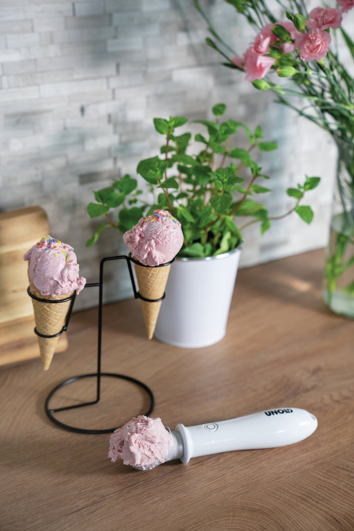 Porcionador De Hielo Calentado Desollosado Carlo, Cuchara De Blanco, Batería Integrada De Iones De Litio 488990