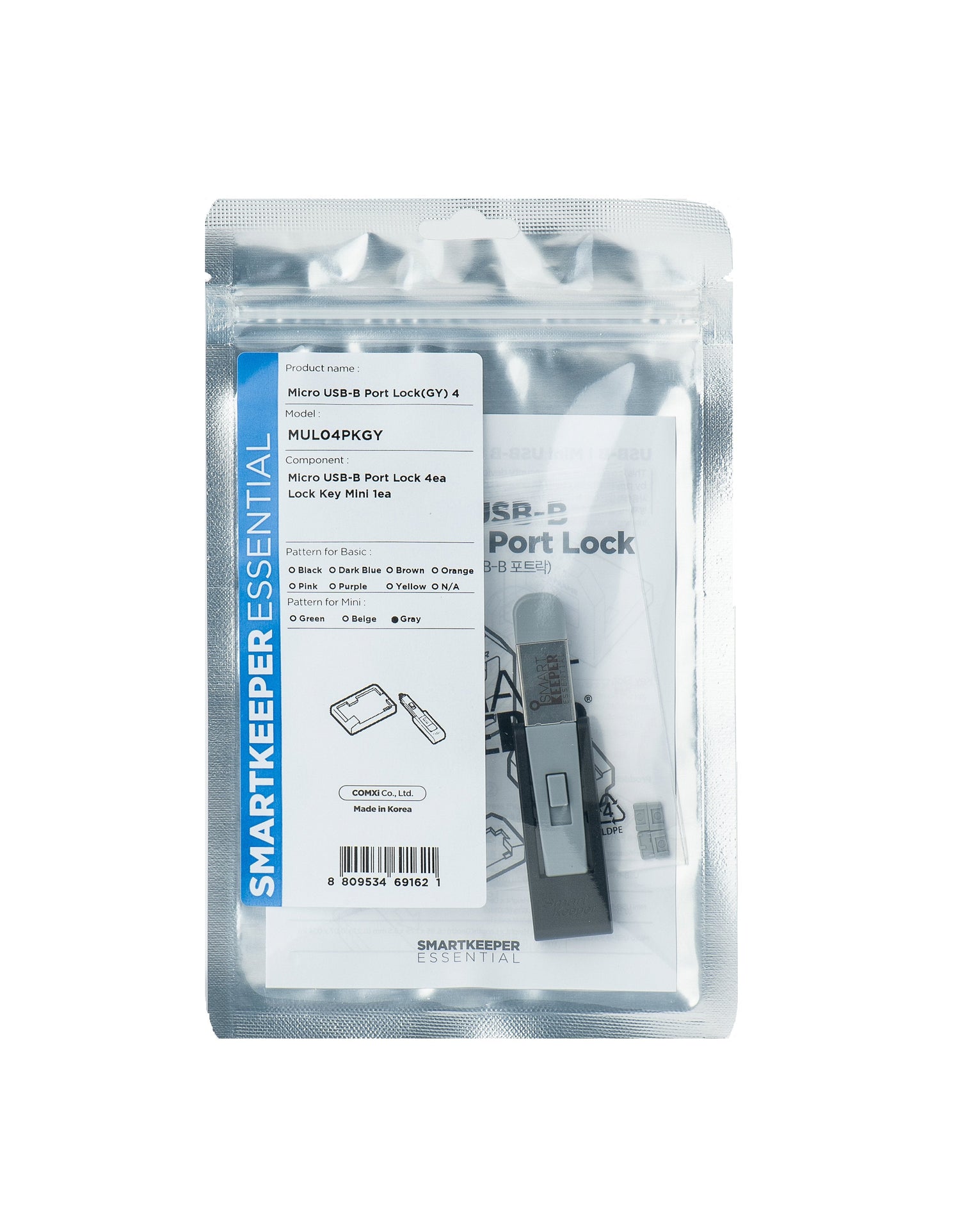 EAN 8809534691621 - Smartkeeper MUL04PKGY bloqueador de puerto Bloqueador de puerto + clave Micro USB Type-B Gris Plástico 1  imagen 1