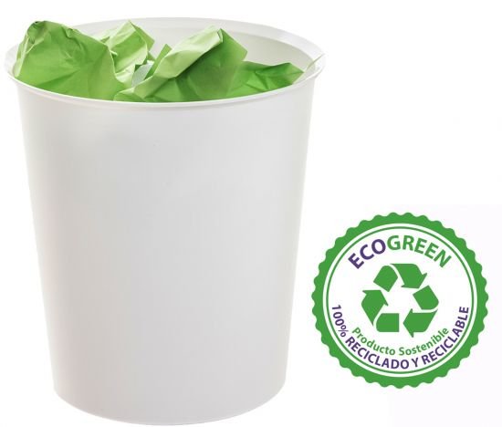 Archivo 2000 Papelera Ecogreen 18 Litros 240x310mm Reciclado Blanco Pastel