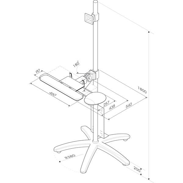 Roline Pc Lcd-Rollstnder, Regulable En Altura, Hasta 30 Kg