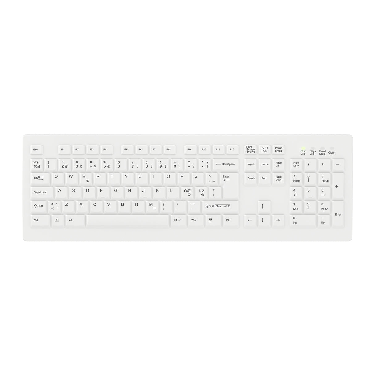 EAN 7061114180173 - Contour Design Active Key AK-C8100F-FUS-W/NOR teclado Médico RF inalámbrico QWERTY Nórdico Blanco imagen 1