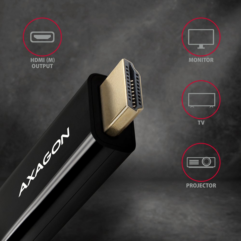 EAN 8595247906083 - Axagon RVD-HI14C2 adaptador de cable de vídeo 1,8 m HDMI tipo A (Estándar) DisplayPort Negro imagen 3