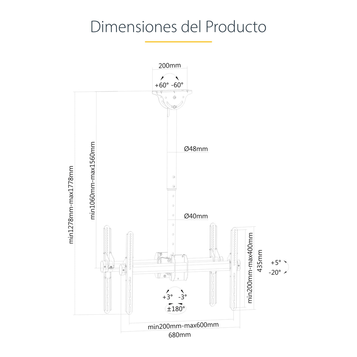 EAN 0065030880671 - StarTech.com FPCEILBTB soporte para pantalla de señalización 190,5 cm (75") Negro imagen 17