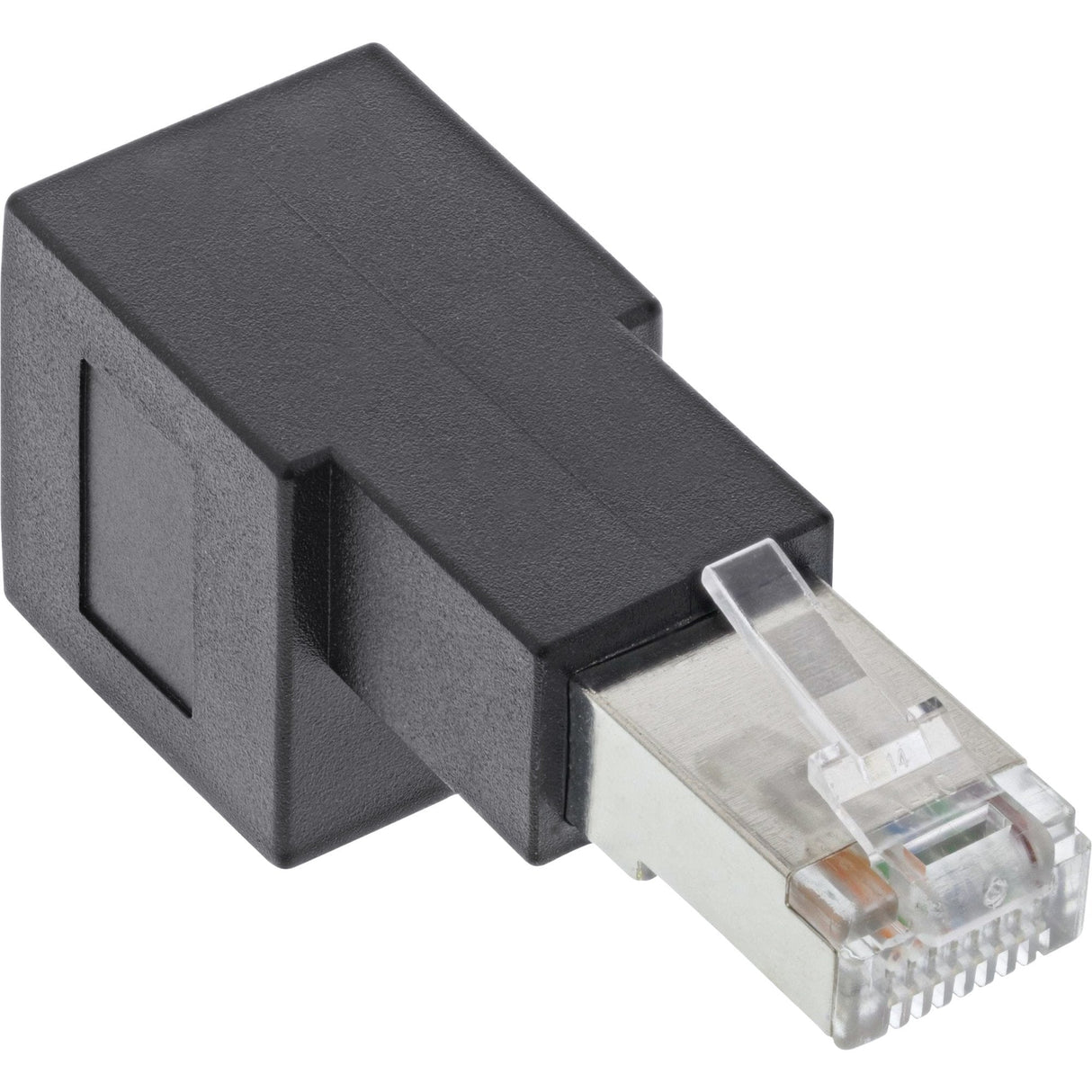 Adaptador De Cable De Red Inline Cat.6a, Enchufe/Toma Rj45, Acodado 90° Hacia Abajo