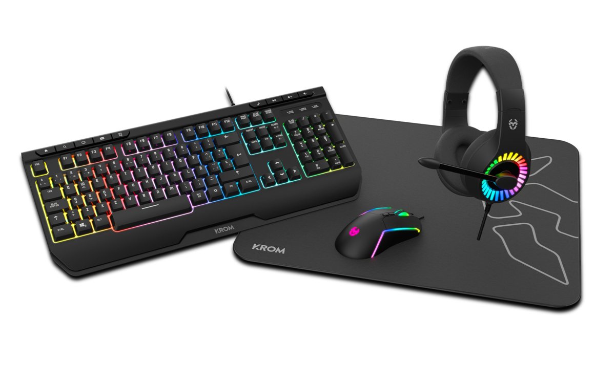 Teclado Español + Raton + Alfombrilla + Auriculares Krom Kenya Gaming