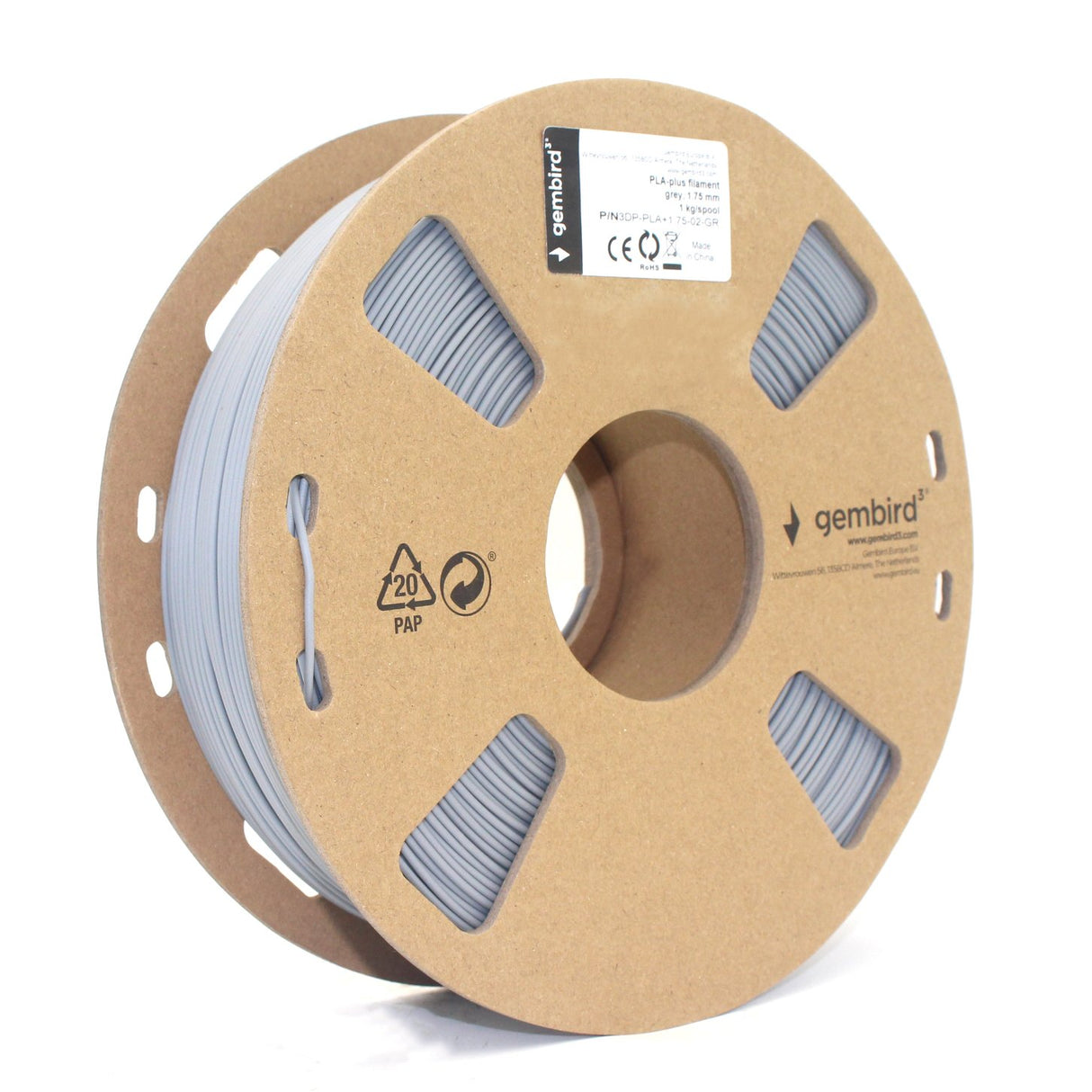 EAN 8716309088602 - Gembird 3DP-PLA1.75-01-GR material de impresión 3d Ácido poliláctico (PLA) Gris 1,4 kg imagen 3