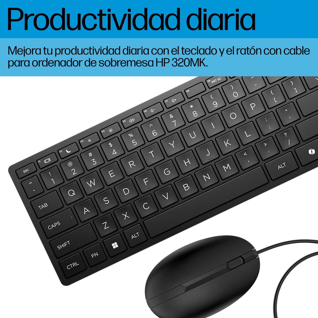 Teclado (Aleman) + Raton Hp Wired Desktop 320mk, 9sr36aa#Abd